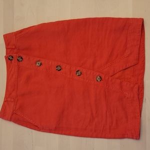 Anthropologie Muted Sherbert Red Pencil Skirt with Pockets